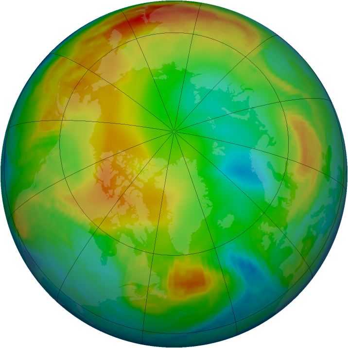 Arctic ozone map for 12 January 2001